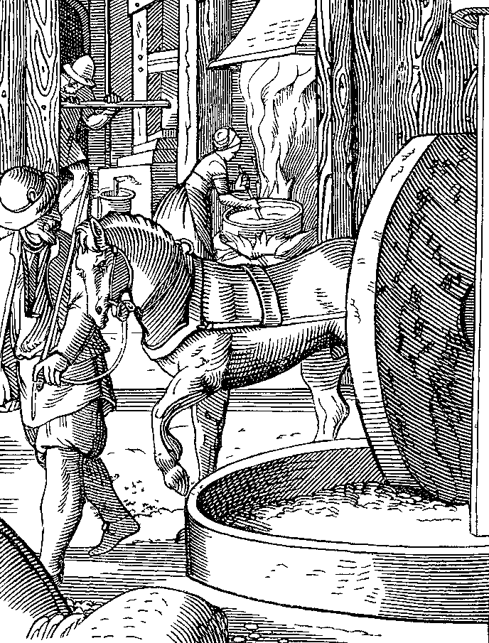La manufactura del aceite. Grabado de Jost Amman (siglo XVI)